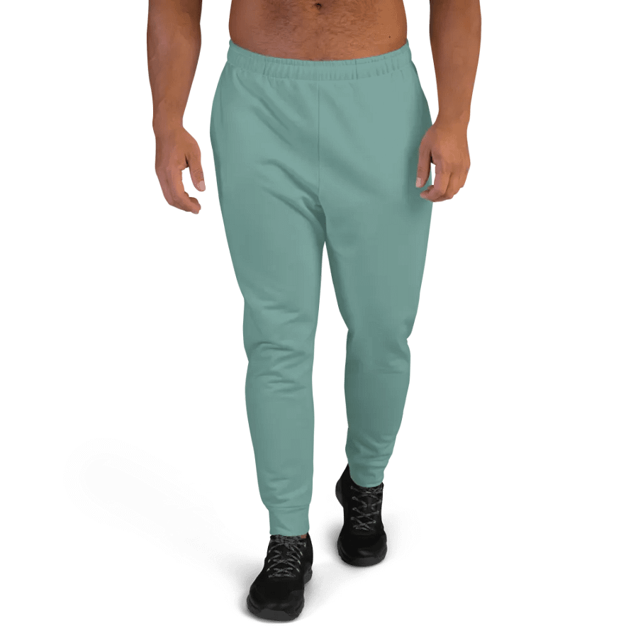 Plain Medium Teal Green Soft Summer Recycled Polyester Premium Men's Joggers by Treasure Pie product image (1)