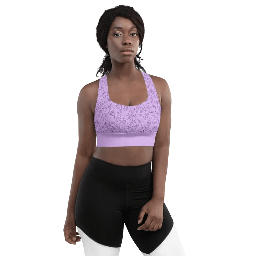 Light Purple Lilac Floral Women's Sports Bra product image (3)