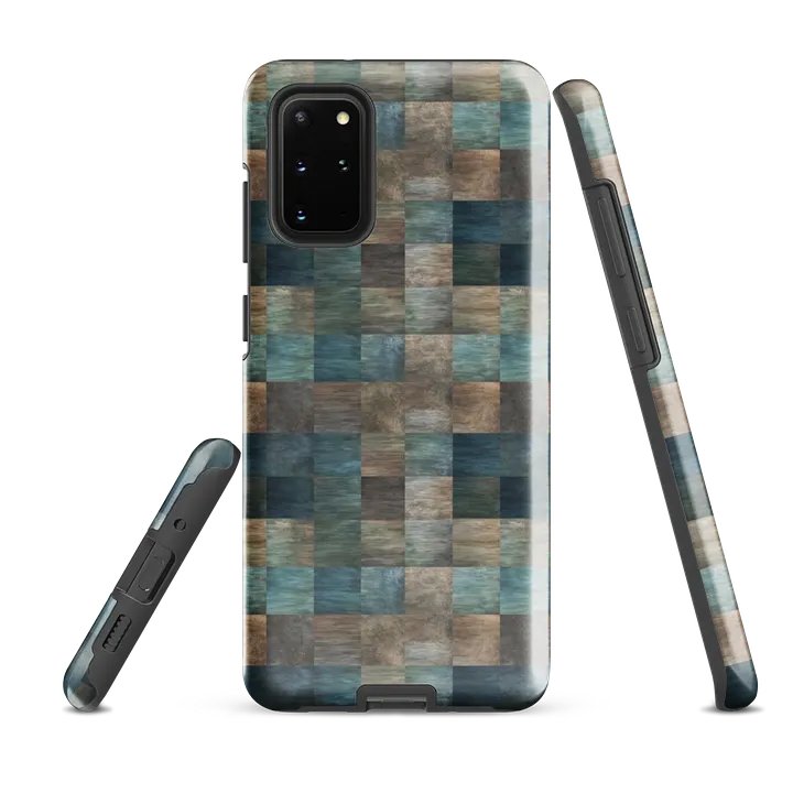 Tough Phone Case for Samsung® - Blue and Brown Checkered Pattern product image (2)