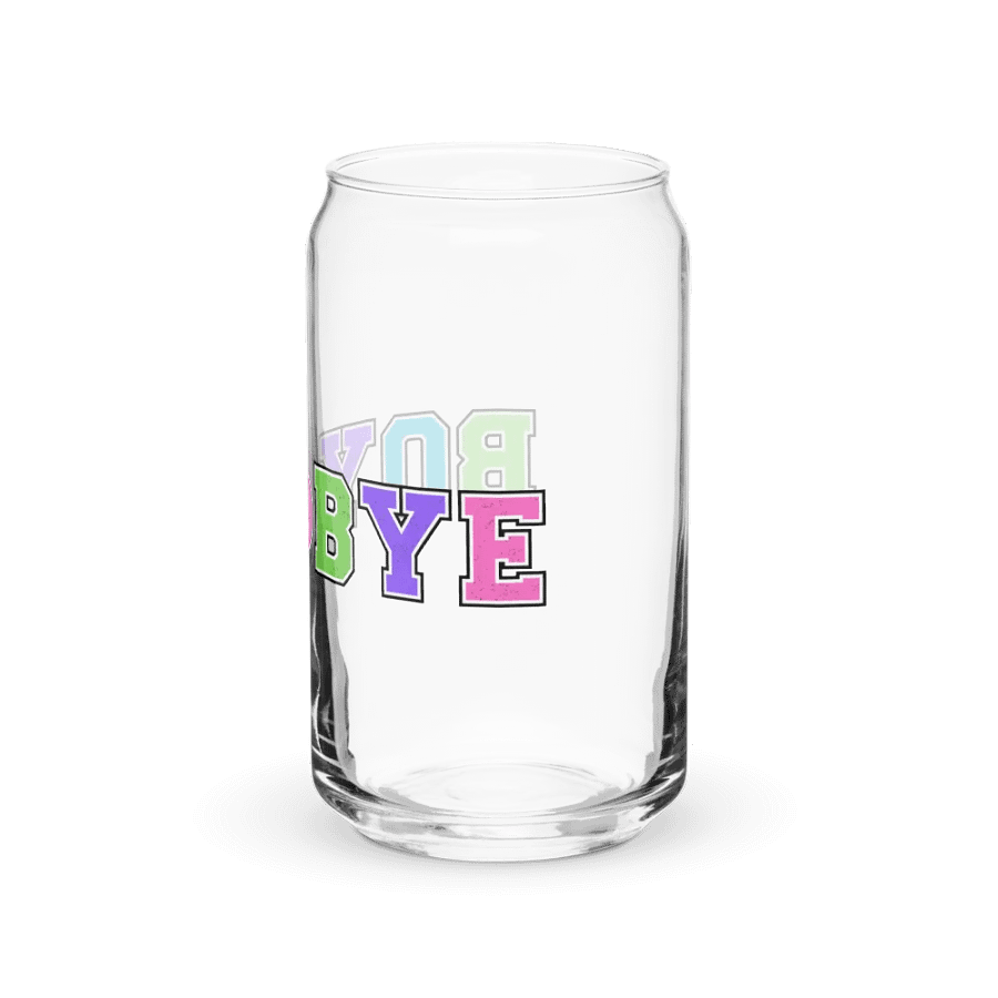 Boy Bye Varsity Print Glass Can Cup With Or Without Lid product image (7)