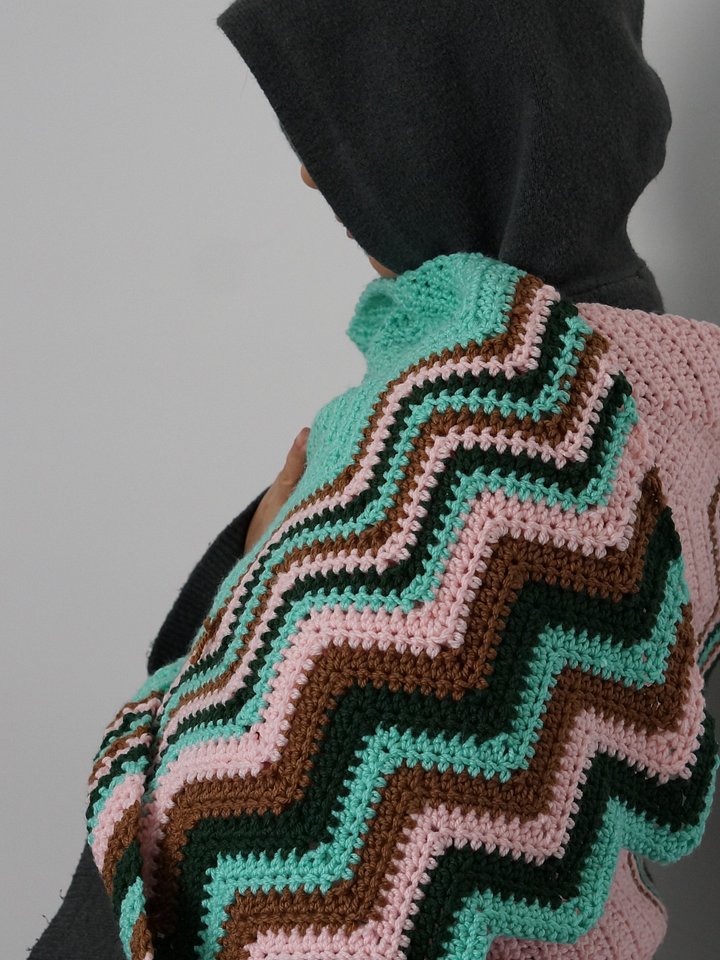 Half double crochet Chevron stitch shawl pdf pattern product image (1)