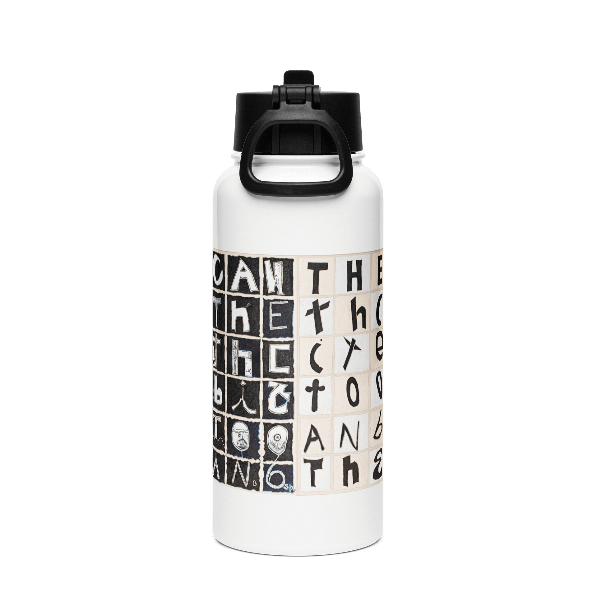 The Tooth Can Bite Stainless Steel Water Bottle with a Straw Lid in White product image (2)