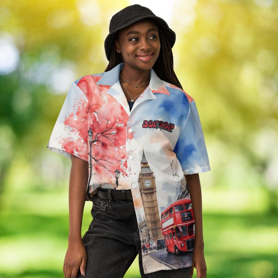 London England Watercolor All Over Print Hawaiian Shirt product image (5)