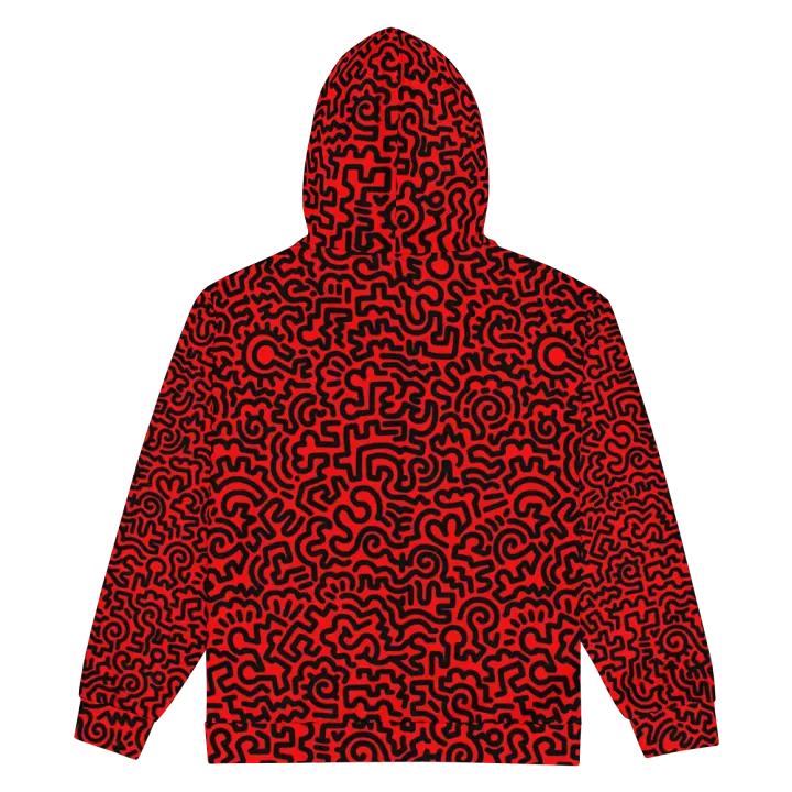 Black on red Doodle Zip Hoodie product image (2)