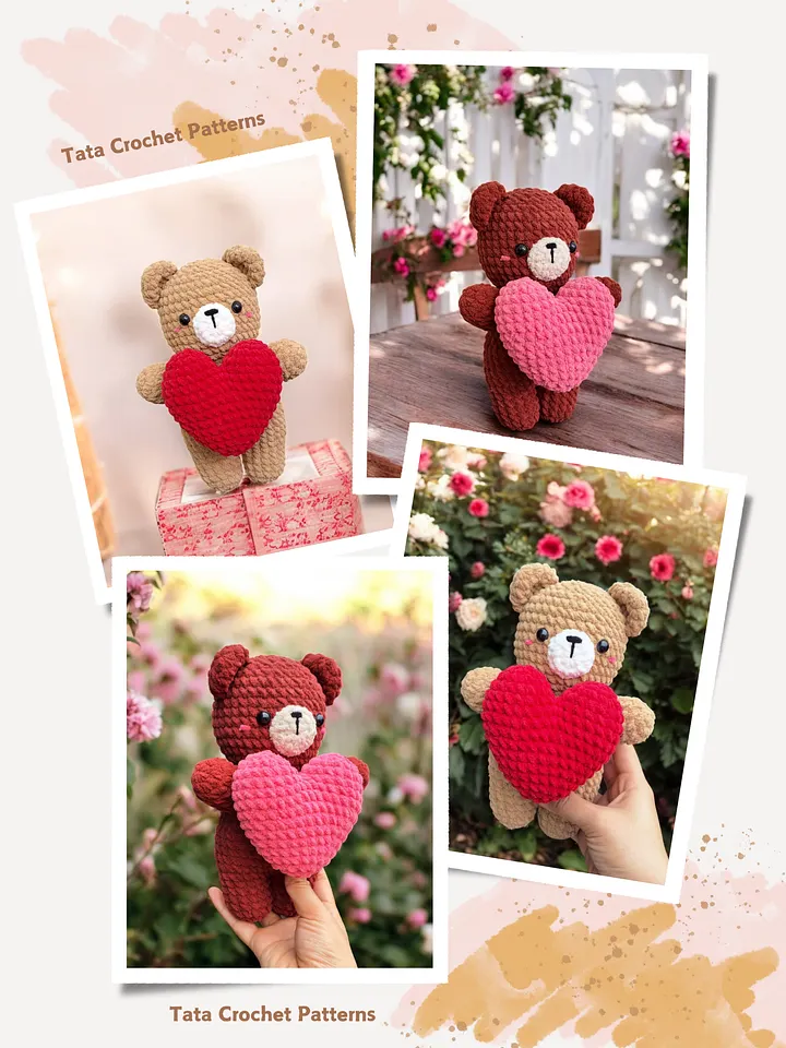 PDF Pattern - Crochet Bear Holding The Heart product image (2)