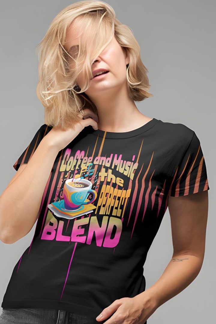 Coffee and Music the Perfect Blend All Over Print T-shirt product image (1)