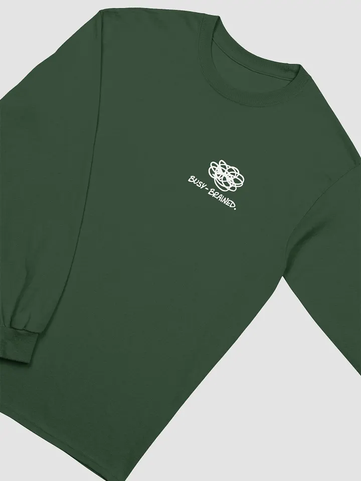 BUSY-BRAINED (sm. white design) printed cotton long sleeve product image (1)