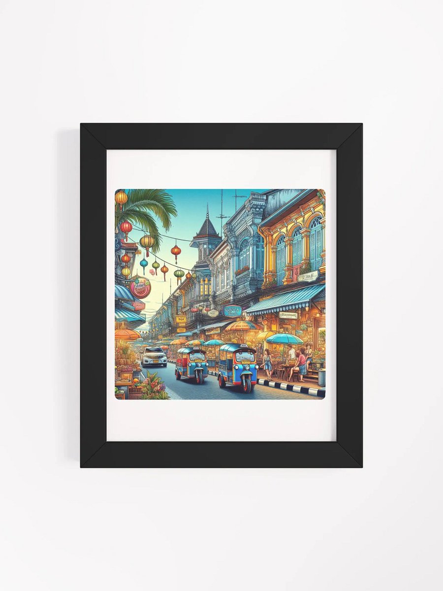 Festive Street Feast Framed Poster | AI Work Penang city product image (42)