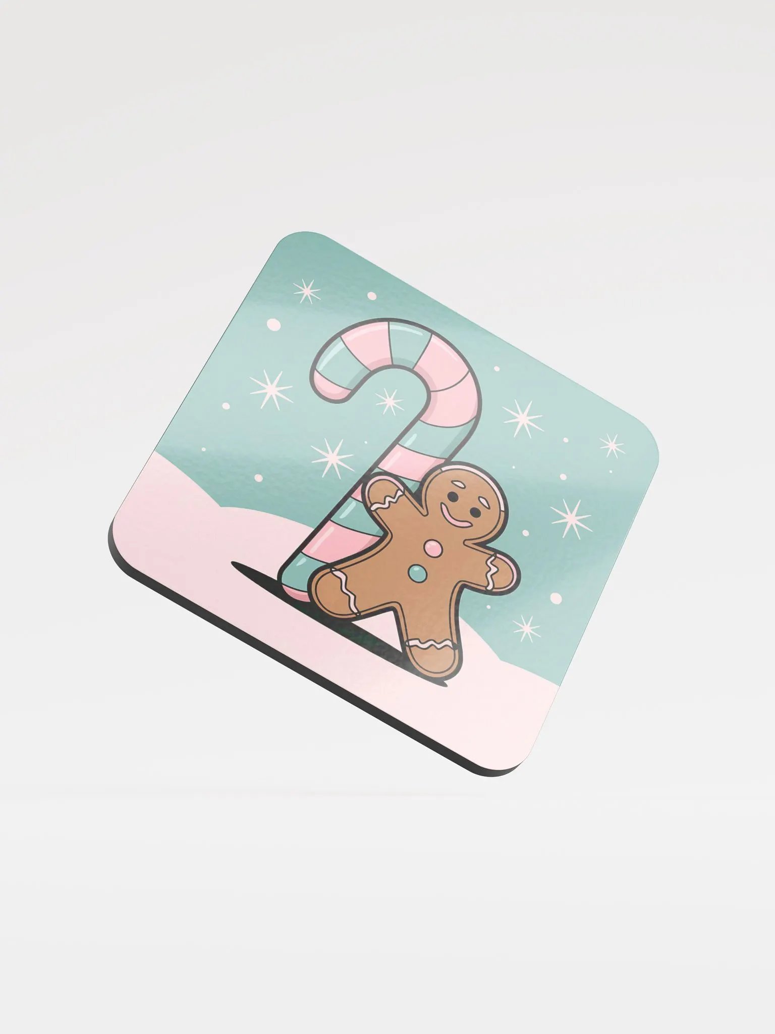 Festive Candy Cane and Gingerbread Man Cork Coaster product image (1)