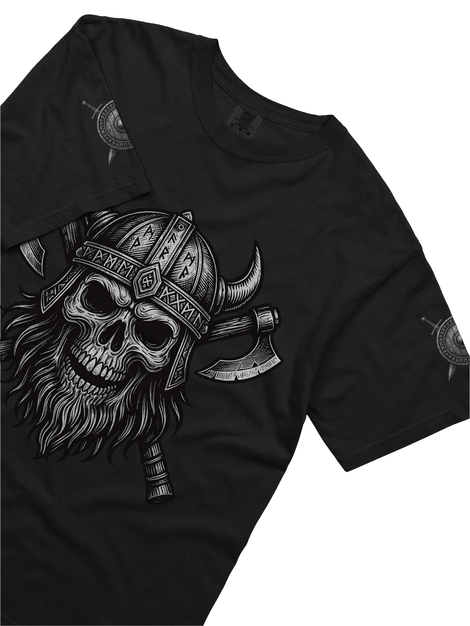 Comfort Colors Garment-Dyed Heavyweight T-Shirt - Norse Skull Front with Shield Sleeve Design product image (61)