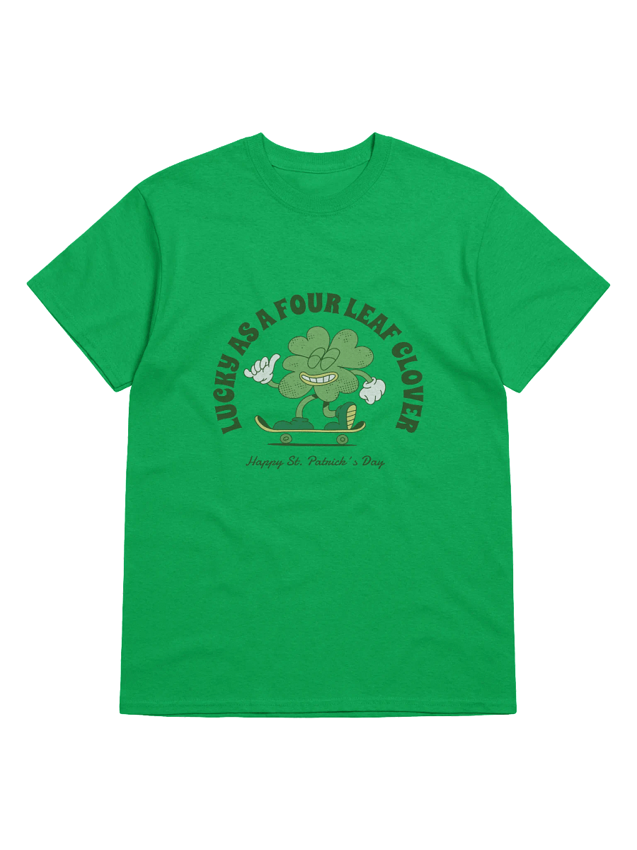 Lucky as a Four-Leaf Clover T-Shirt | Fun St. Patrick’s Day Skater Tee product image (13)