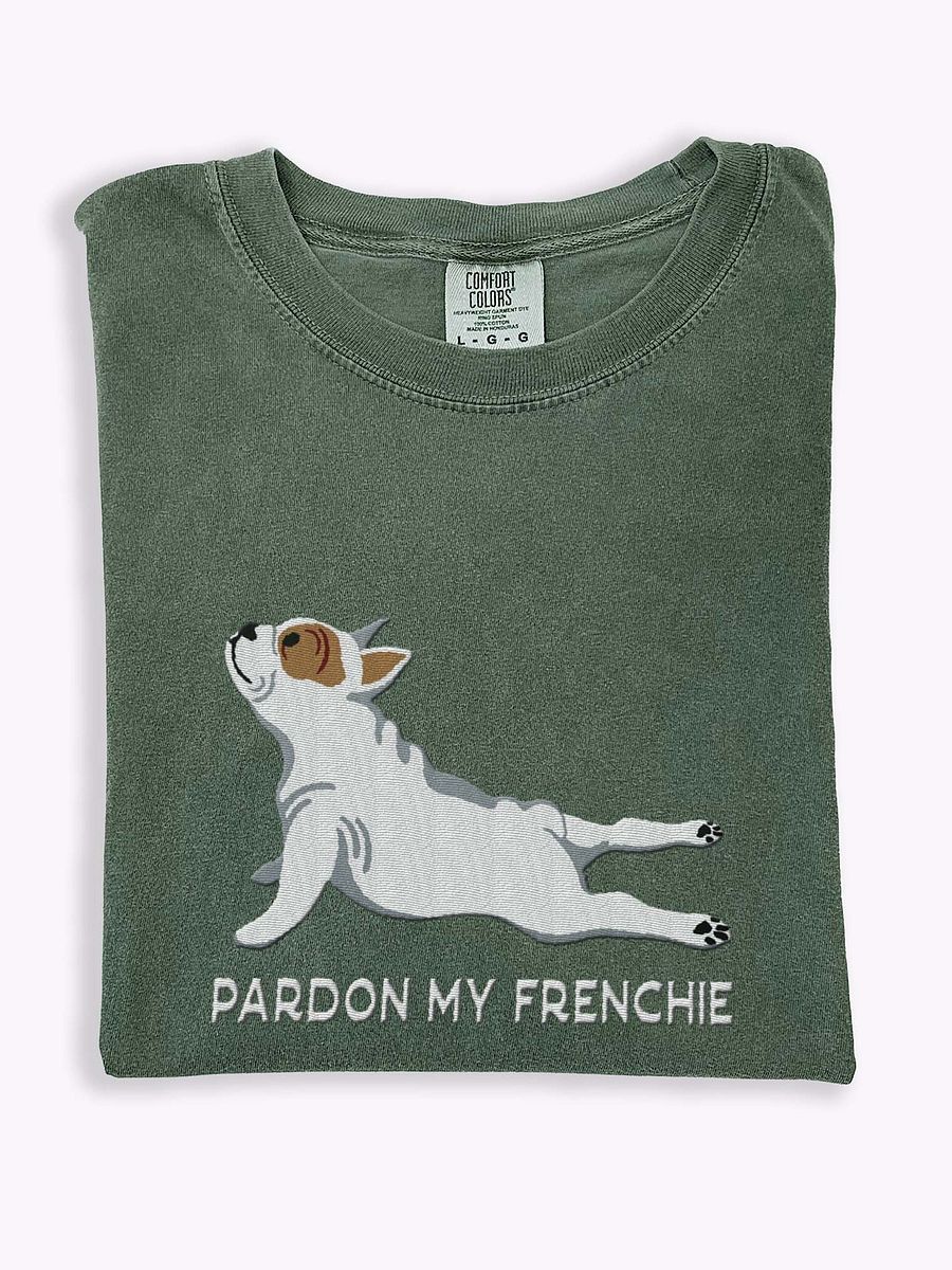 Pardon My Frenchie T-Shirt(Embroidered) of a French Bulldog(Pied) product image (1)