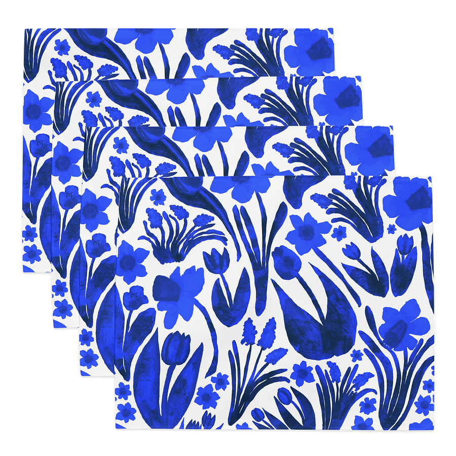 Spring Garden, Royal Blue on White | Placemats – Set of 4 | MONIQUE FAELLA DESIGNS™ product image (2)