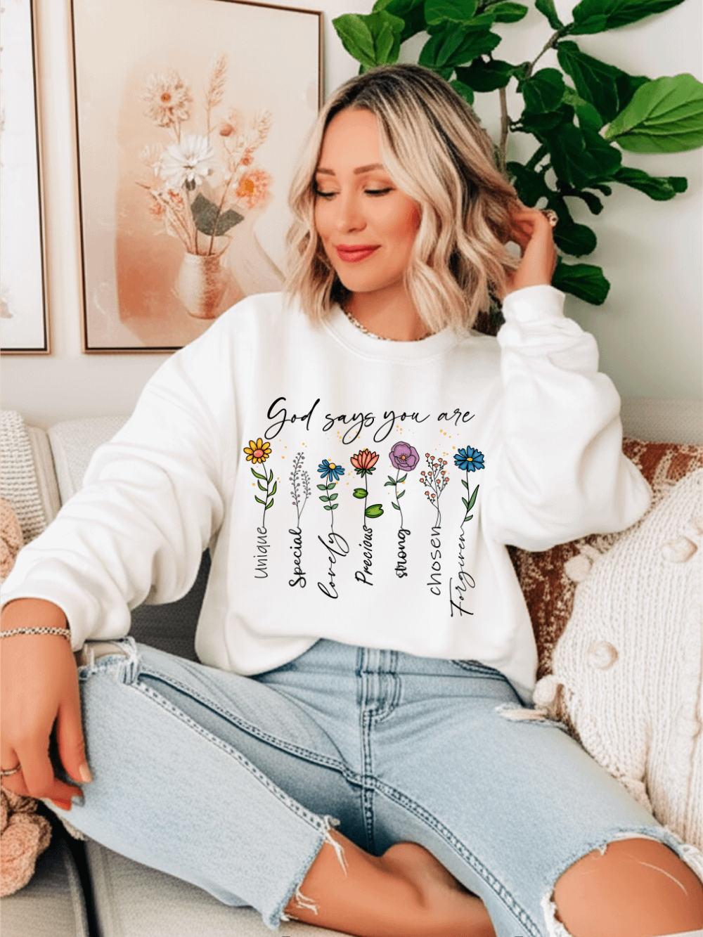 Women's Sweater Autumn Winter Floral Shirts Bible Shirt product image (1)