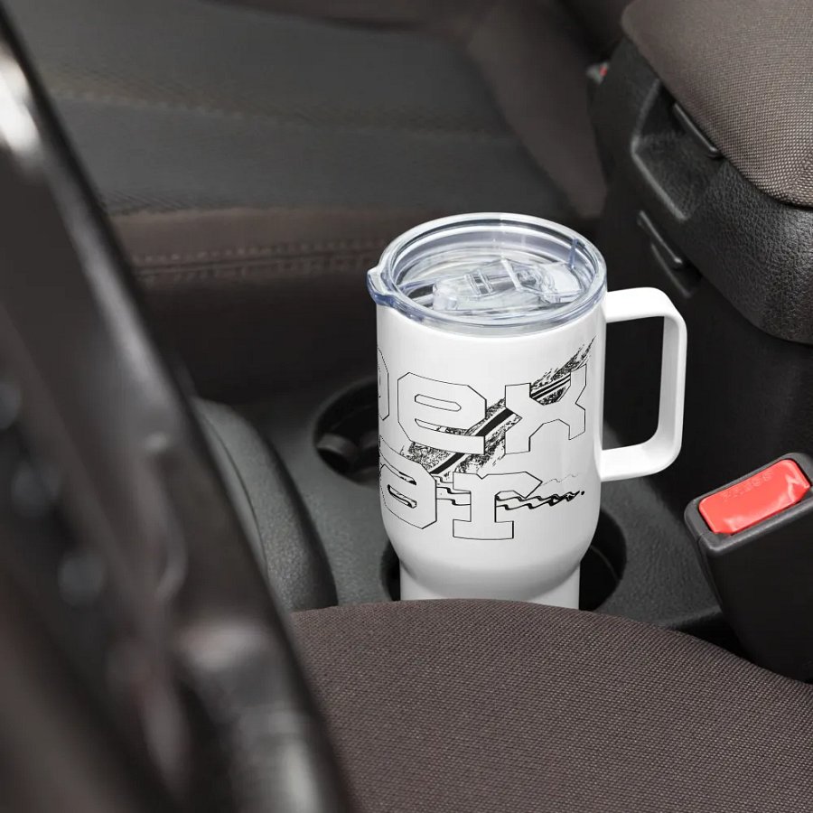 White HApex Gear Black Logo Travel Mug with a Handle product image (7)