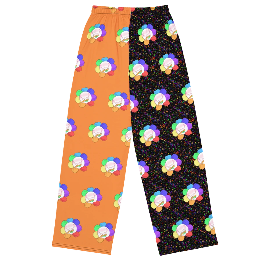Split Orange and Arcade All-Over Flower Unisex Wide-Leg Pants product image (3)