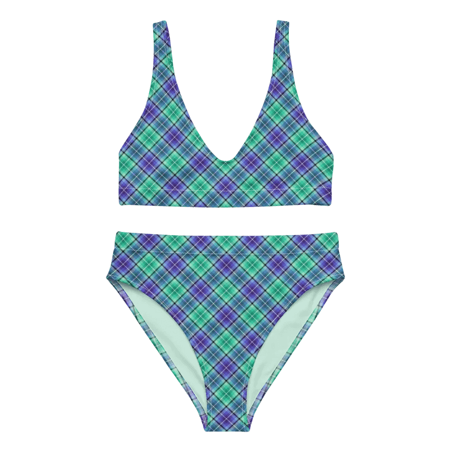 Bright Green and Purple Plaid Bikini product image (2)