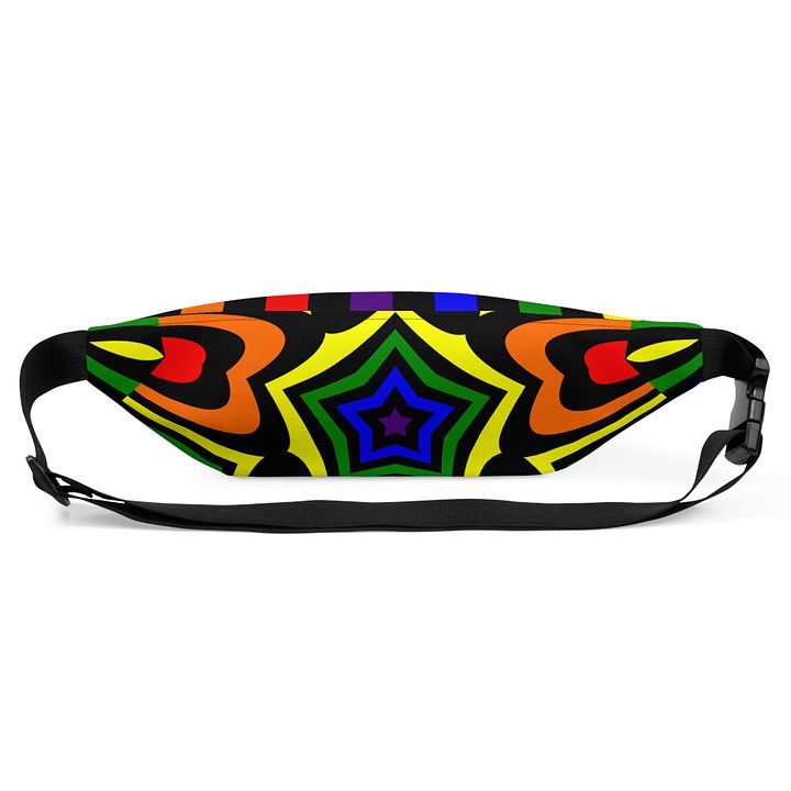 Rainbow Queer Art Fanny Pack, Colorful Kaleidoscope Stars Stripes Accessory product image (2)