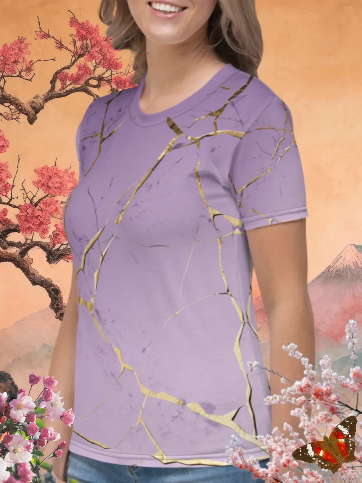 Lavender Gold Kintsugi Print T-Shirt product image (2)