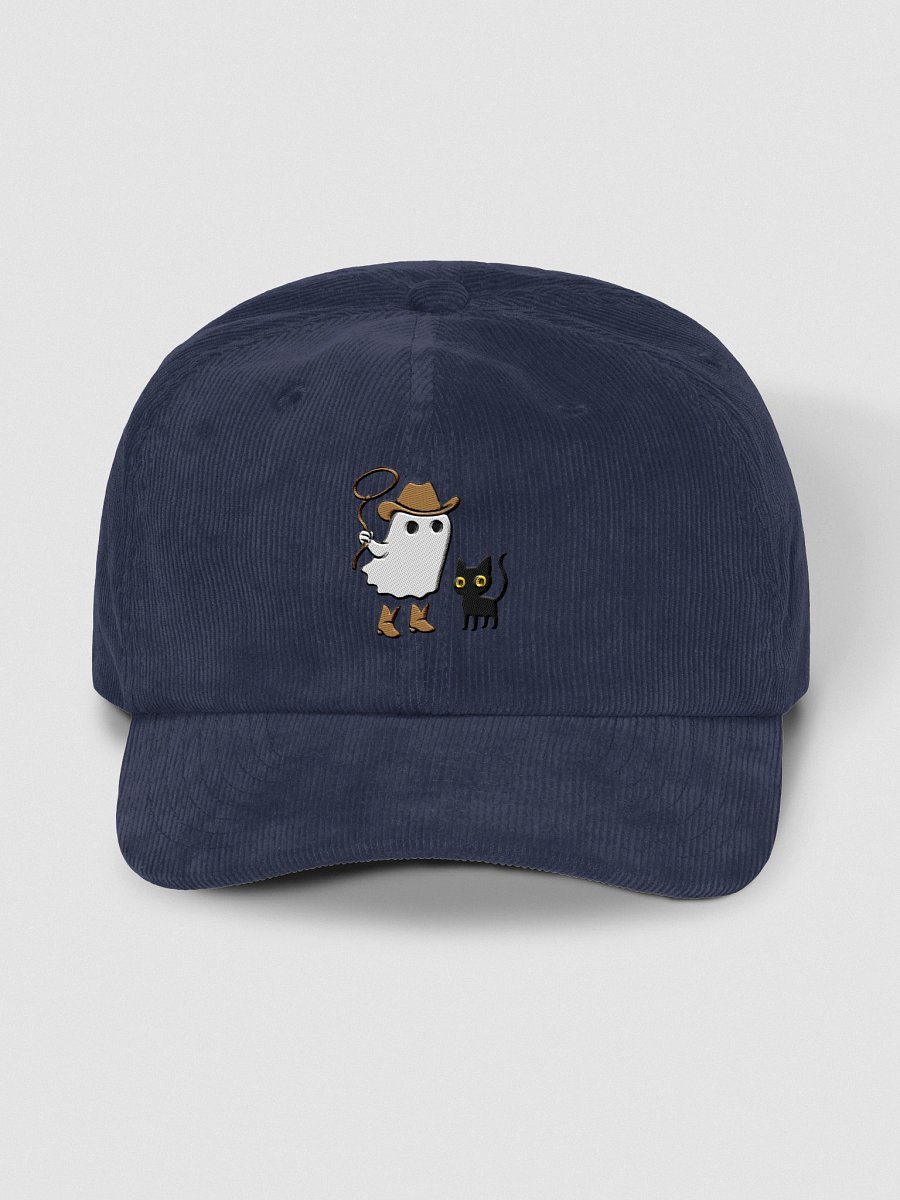 Embroidered Cowboy Ghost and pet black cat Halloween Corduroy Dad Hat product image (1)