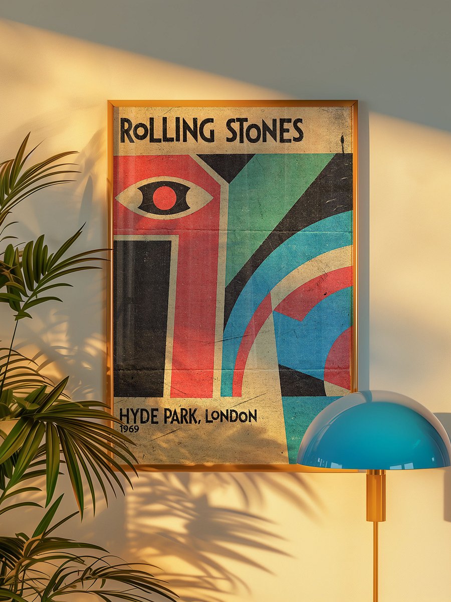 Rolling Stones Hyde Park 1969 Poster | Vintage Rock Print | London Concert Art | Retro Music Decor | Reworked Design product image (7)