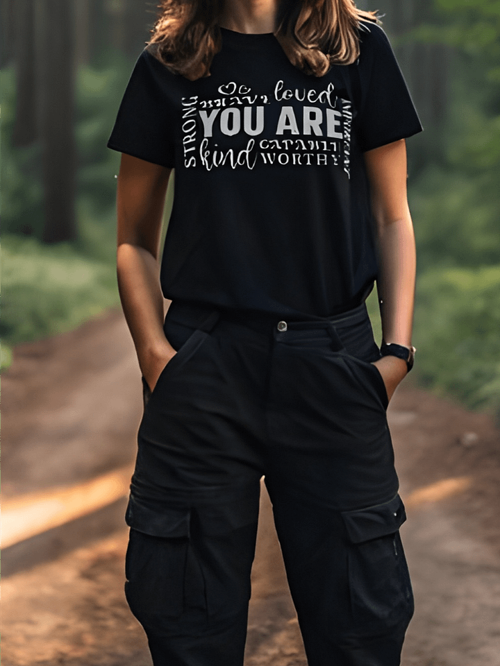 You Are Loved Strong Kind Brave - Women's Black T-Shirt product image (1)