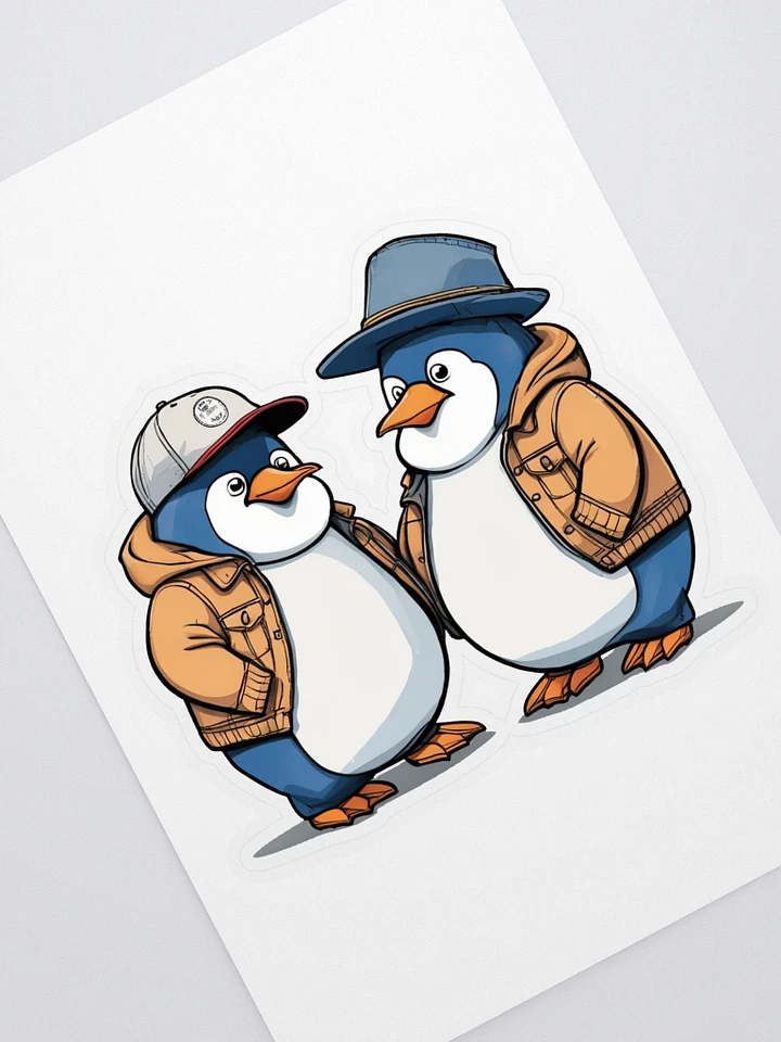 2 penguins wearing a coat and hats sticker product image (1)