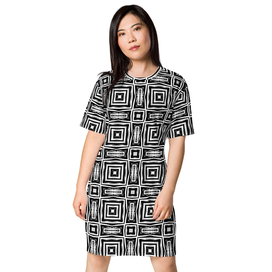 Abstract Monochrome Repeating Pattern Ladies T Shirt Dress product image (2)