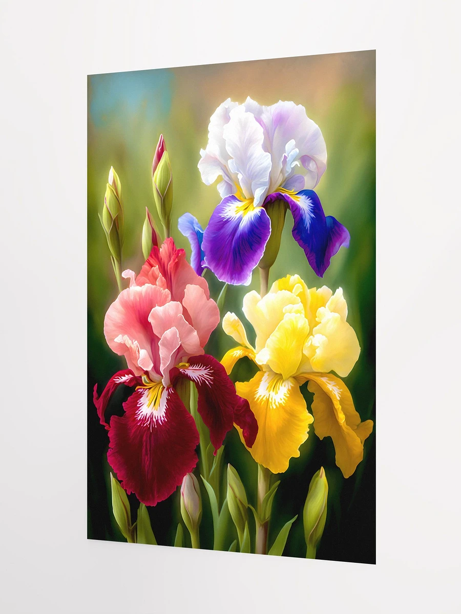 Vibrant Bearded Iris Trio - Lush Floral Garden Art Print Matte Poster product image (5)