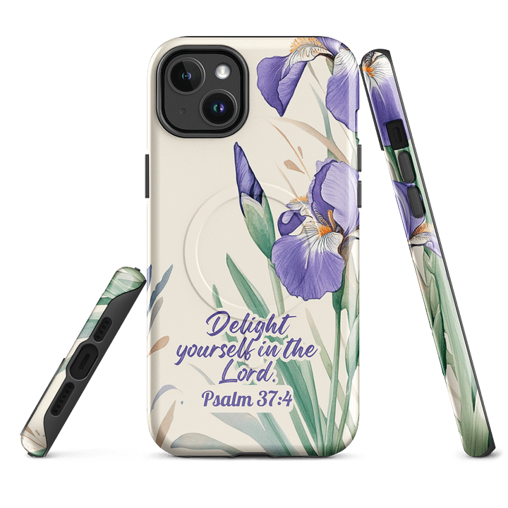 Delight yourself in the Lord Psalm 37:4, Inspirational Gift, Tough iPhone Magnetic Case Scripture, Sunflower Bible Verse, MagSafe® iPhone® Tough Case, iPhone 14, iPhone 15, iPhone 16, Pro, Pro Max, Pl product image (1)