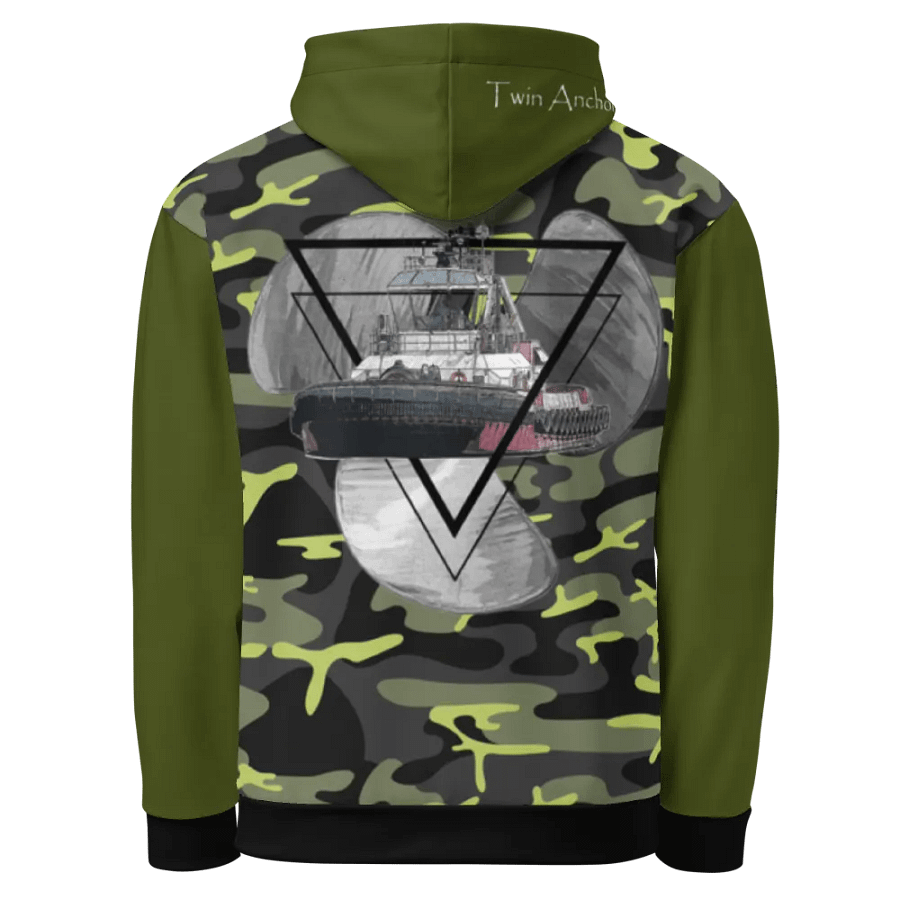 Green & Camouflage Three blade prop triangle Athena tug Hoodie product image (3)