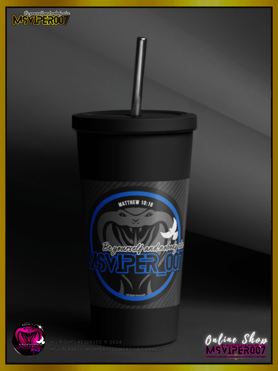 Tumbler - "MsViper_007™ Brand [blue/blk] - Support&Sport" Insulated Tumbler with a Straw By Anna H. product image (11)