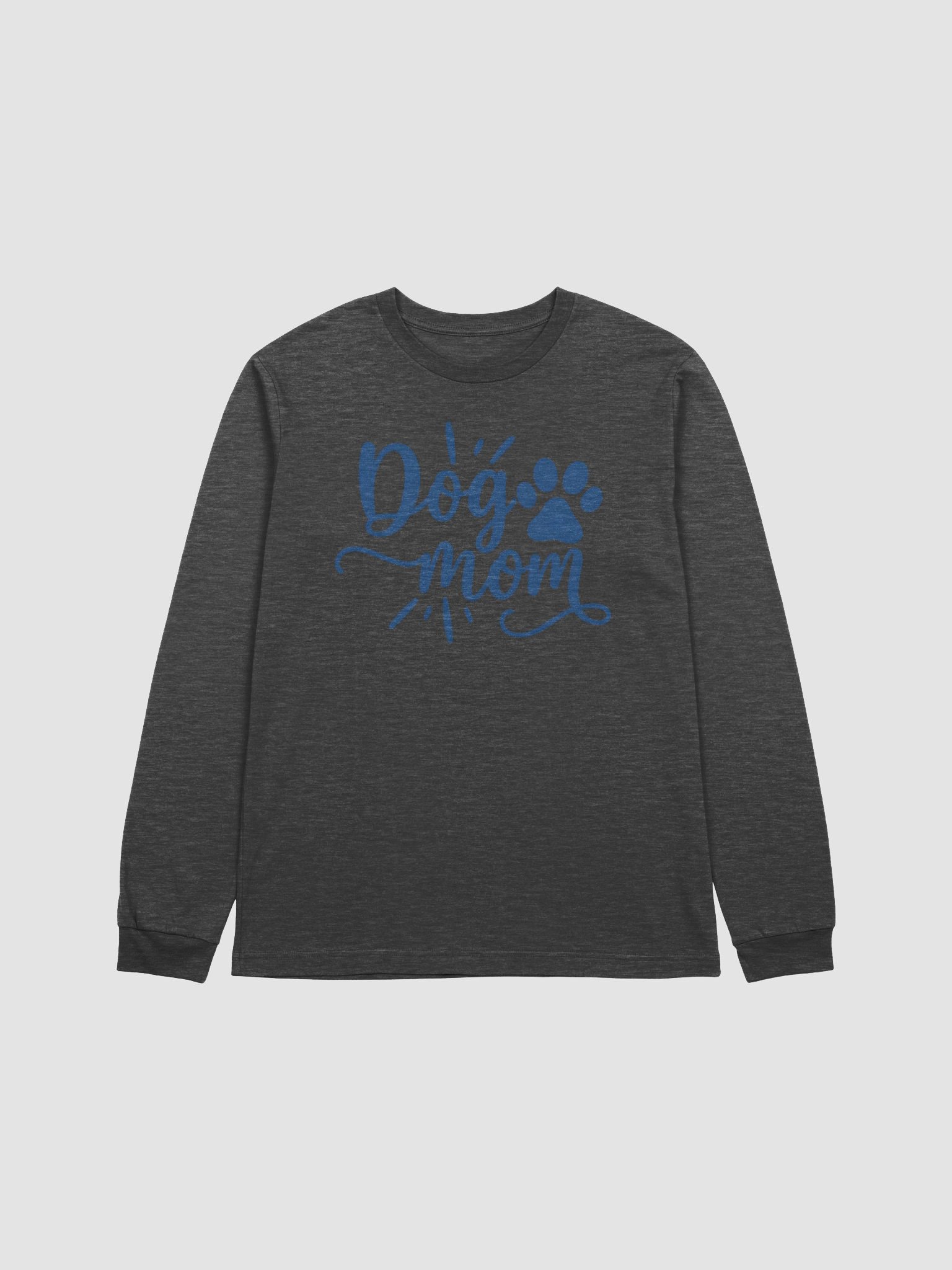 Dog Mom Long Sleeve Tee with Paw Print | Handwritten Style Shirt for Pet Moms product image (1)