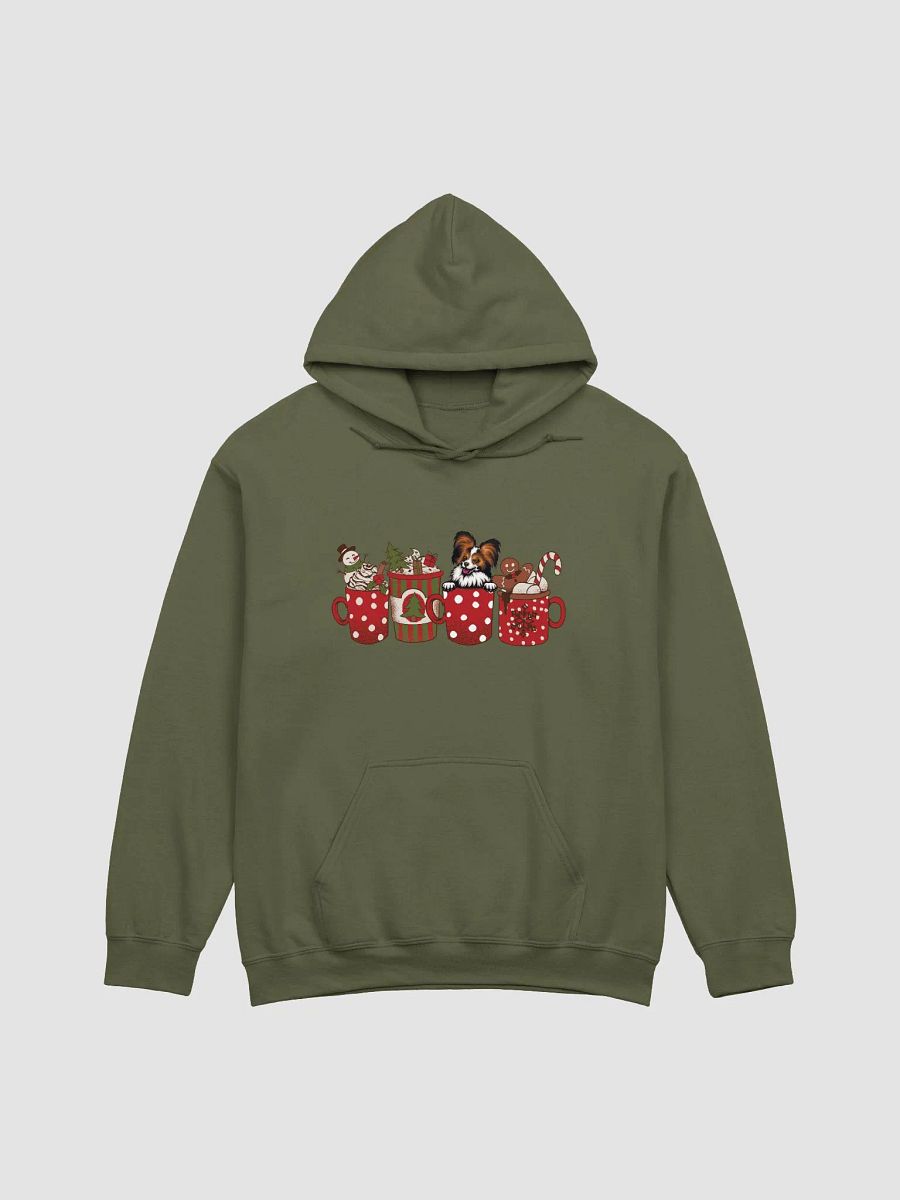 Cute Papillon in a Christmas Cup Hooded Sweatshirt | Funny Christmas Pup in a Cup product image (14)