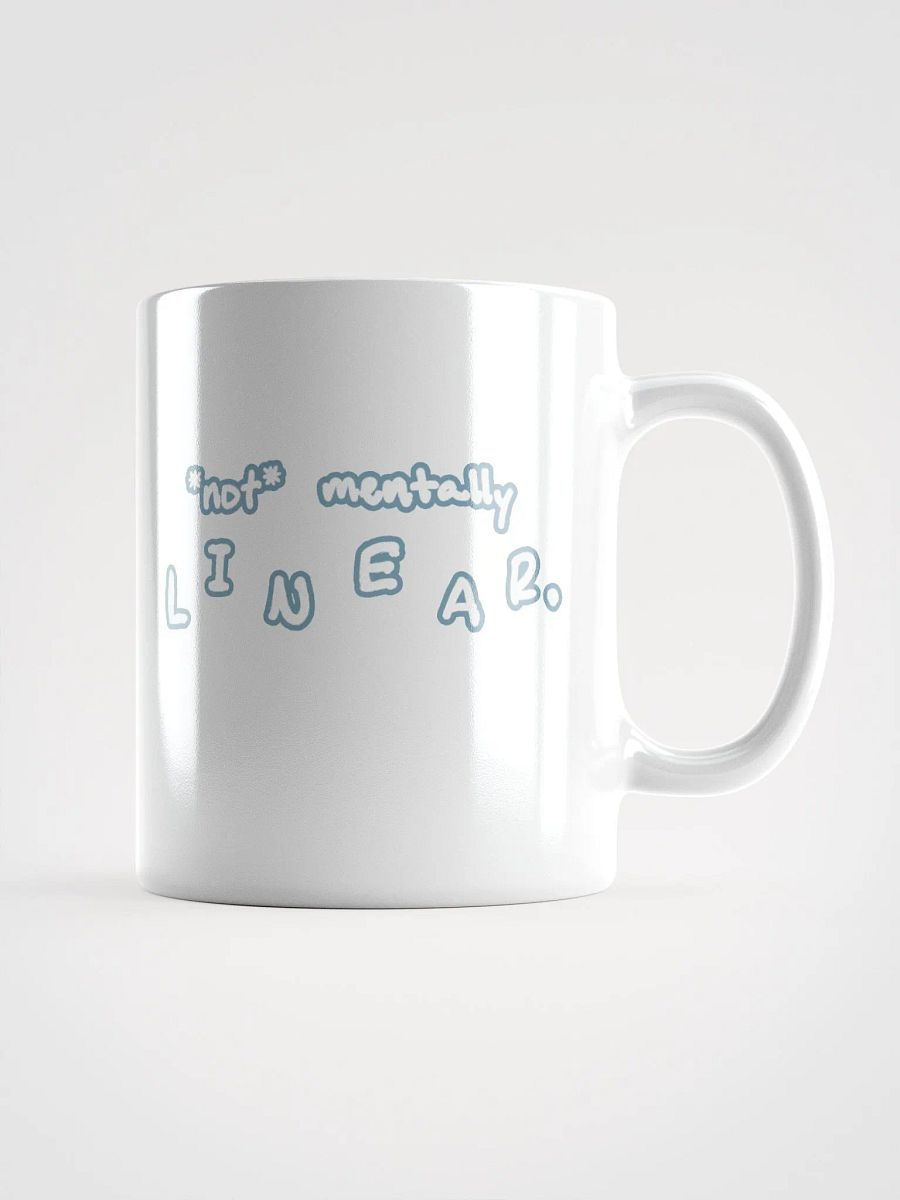 *not* mentally linear (lined design, #709AAF) glossy white mug product image (2)