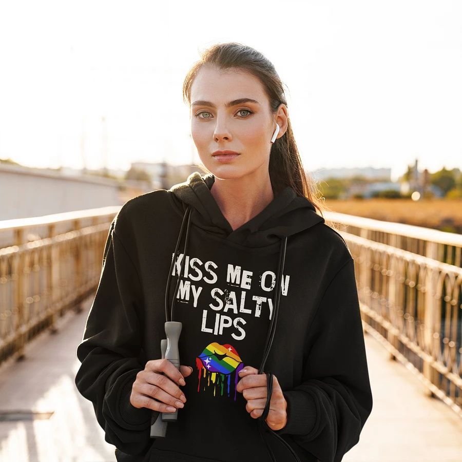 LGBTQ+ Hoodie Kiss Me On My Salty Lips Rainbow (Black) product image (5)