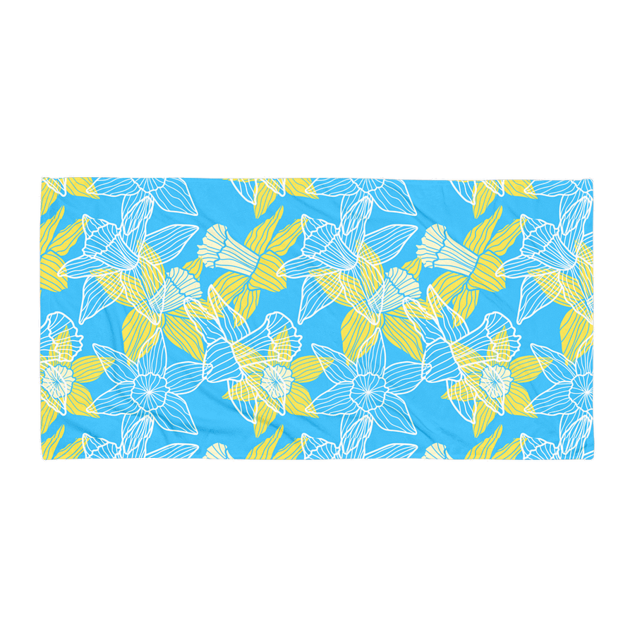 Vibrant Daffodil Floral Towel – Soft Cotton Terry, Bold Colorful Print product image (1)