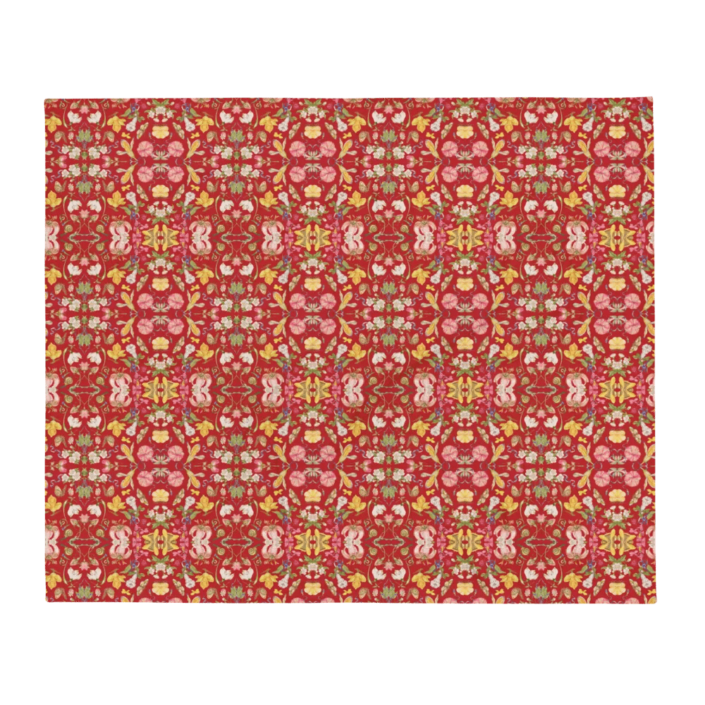 Exotic Blooming Floral Butterfly Red Throw Blanket product image (2)