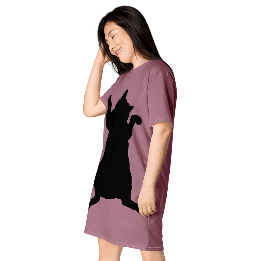 Dancing For Demeowcracy Feline Mauve T-Shirt Dress product image (3)
