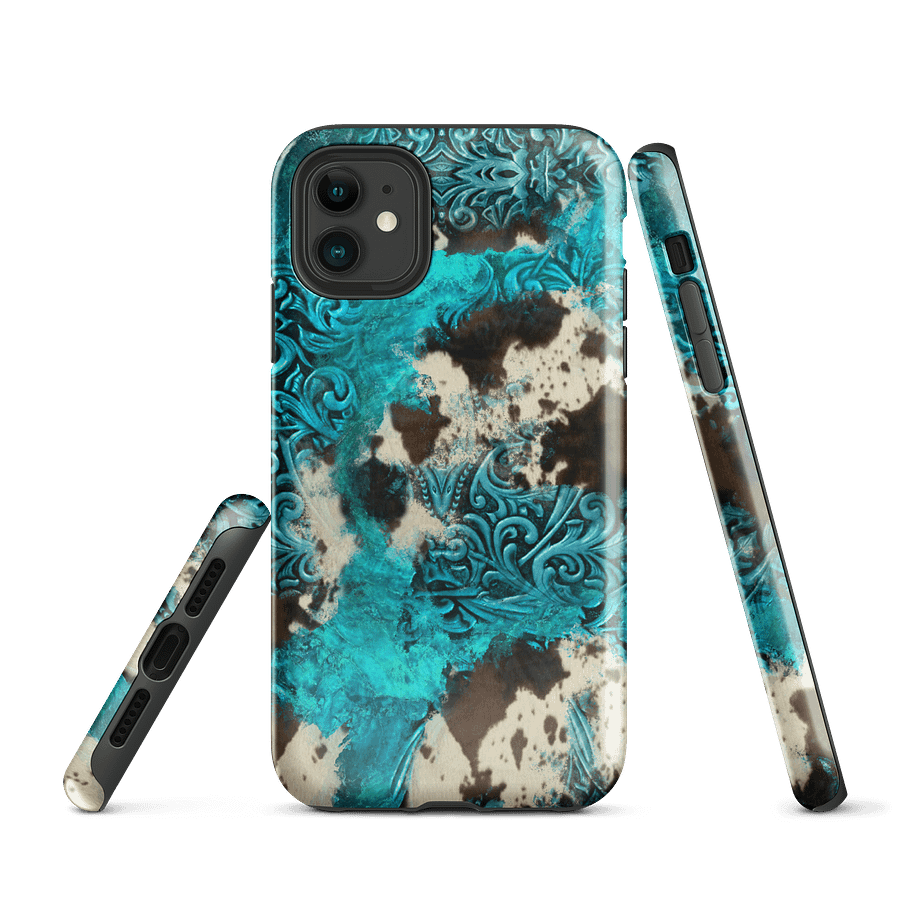 Cow Print and Tooled Leather Print iPhone® Tough Case product image (1)