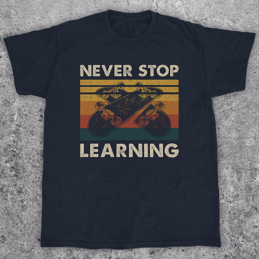 Never stop learning, Skate t-shirt, Unisex product image (1)