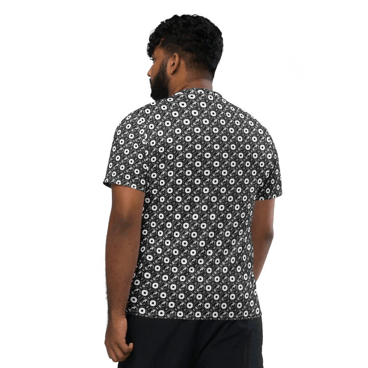 Abstract Black and White Triangles with Squares Unisex V Neck Sports Jersey product image (2)