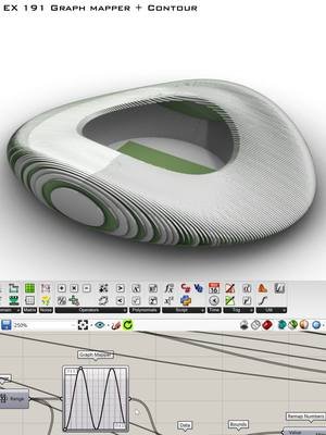 Grasshopper - EX 191 - Graph mapper + Contour #architecture #architecturestudentlife #grasshopper #design #modeling #parametricdesign #architecturestudent #grasshopper3d #architecturedesign #architect #architecturemodel #model #parametricarchitecture #models #rendering #architectureschool #zahahadid #rhino #architecturetiktok #render