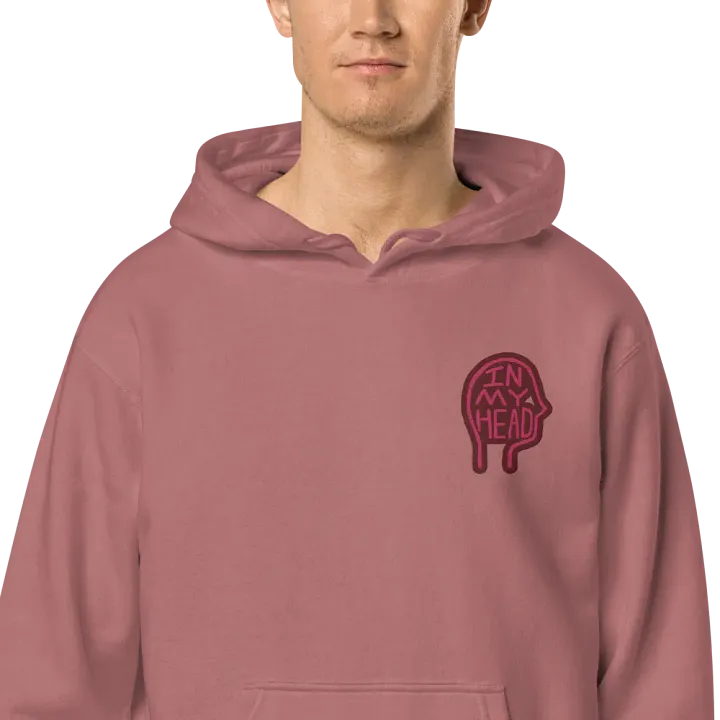 In My Head (L.C. rose design) embroidered pigment hoodie product image (1)