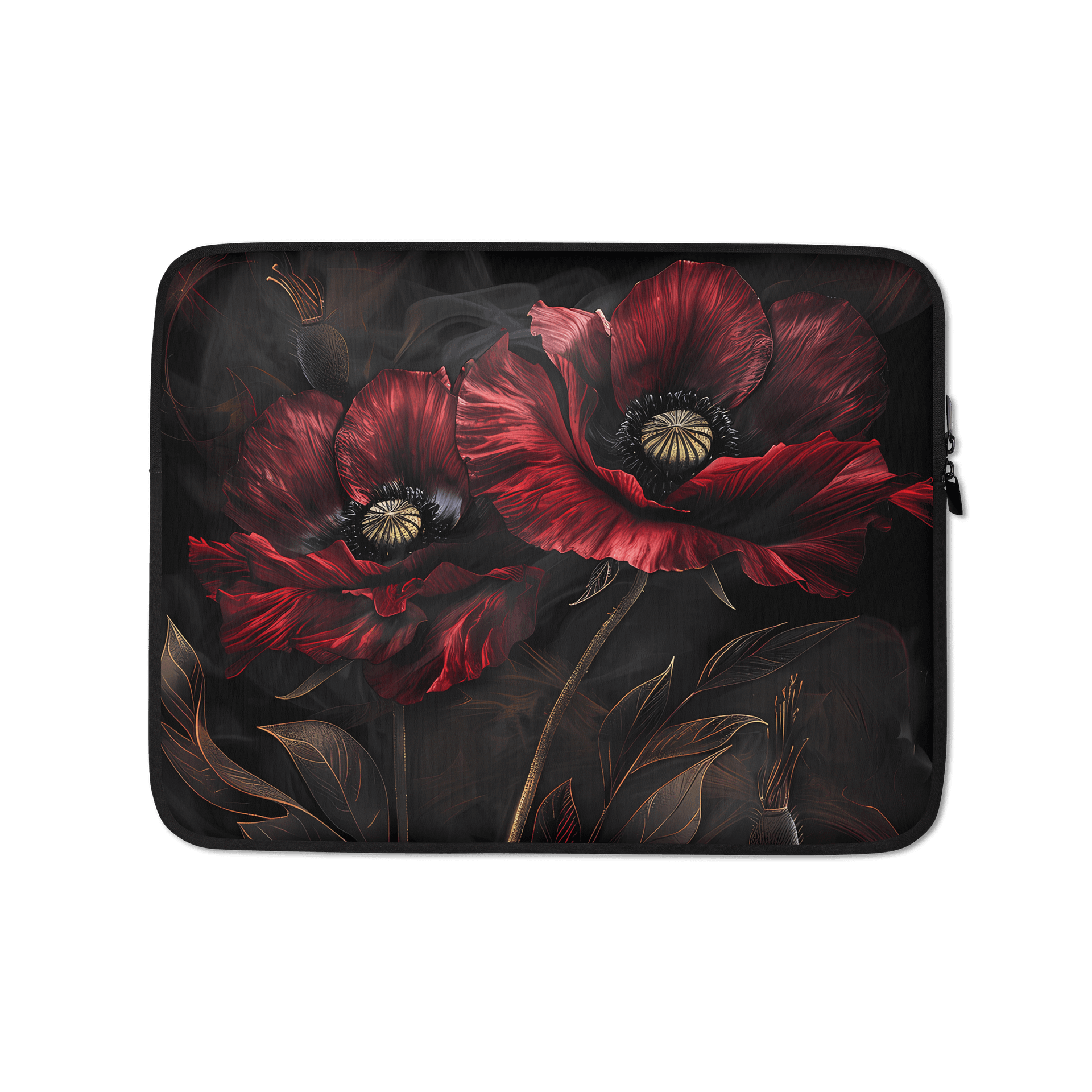 Deep Red Floral Elegance Laptop Sleeve product image (1)