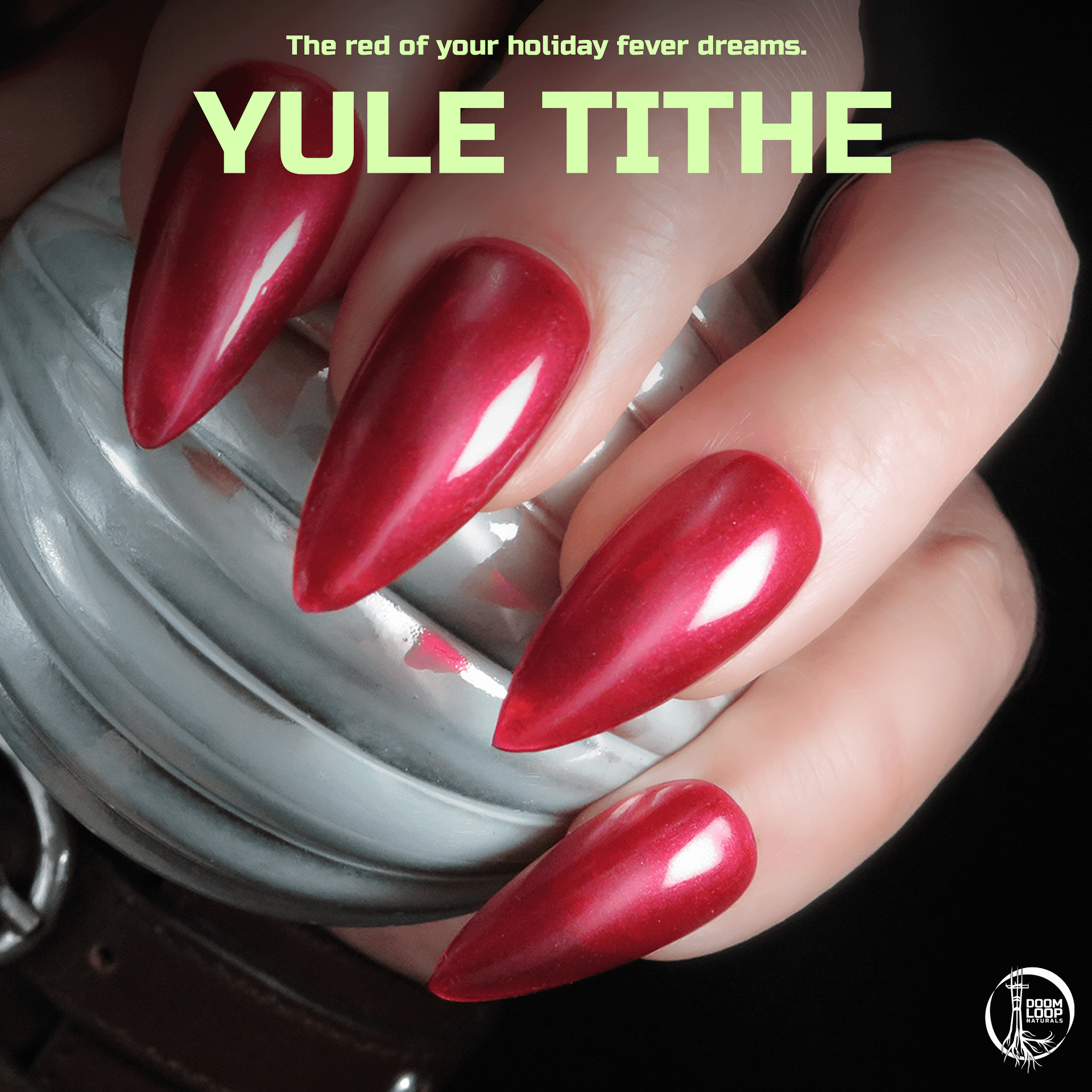YULE TITHE - Deep Red Semi-Metallic Shimmery Nail Polish product image (1)