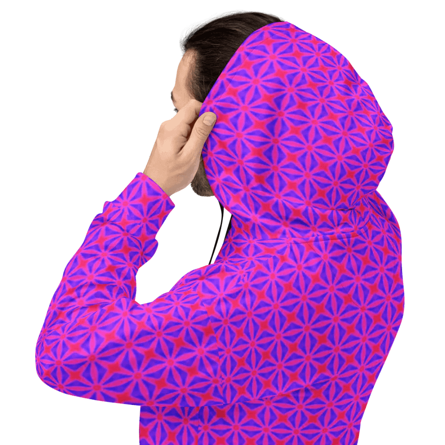 Abstract Vivid Pink and Purple Repeating Pattern Unisex All Over Print Hoodie! product image (6)