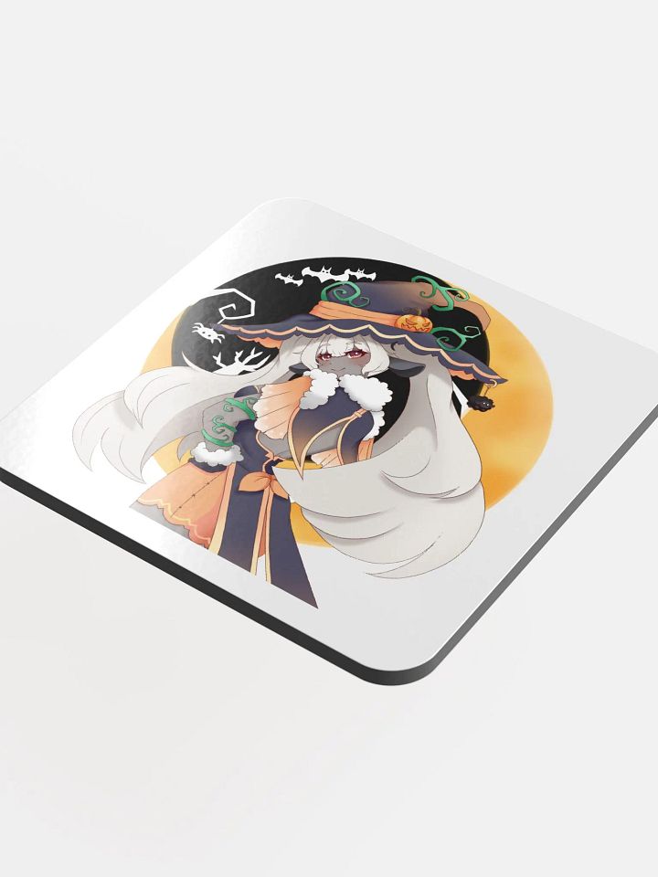 Pumpkin Witch Lila Glossed Cork Coaster (Limited Edition) product image (1)
