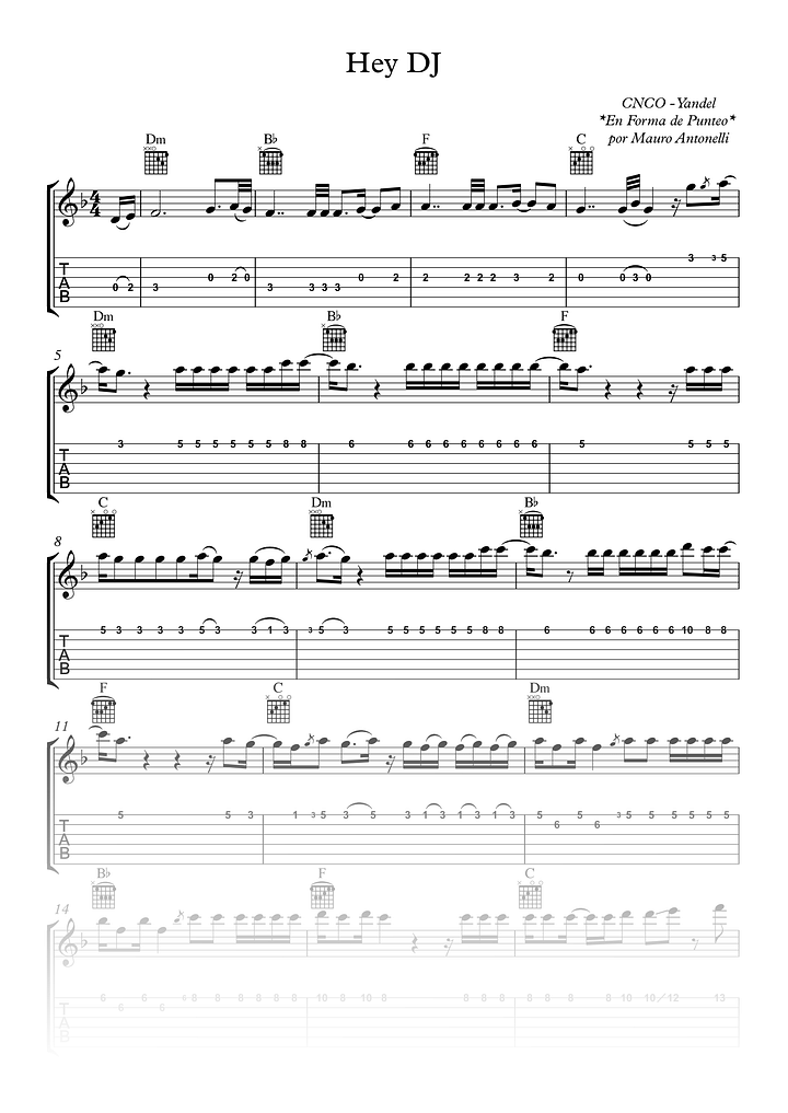 Hey DJ - Partitura + Tab + Acordes + Pista product image (1)