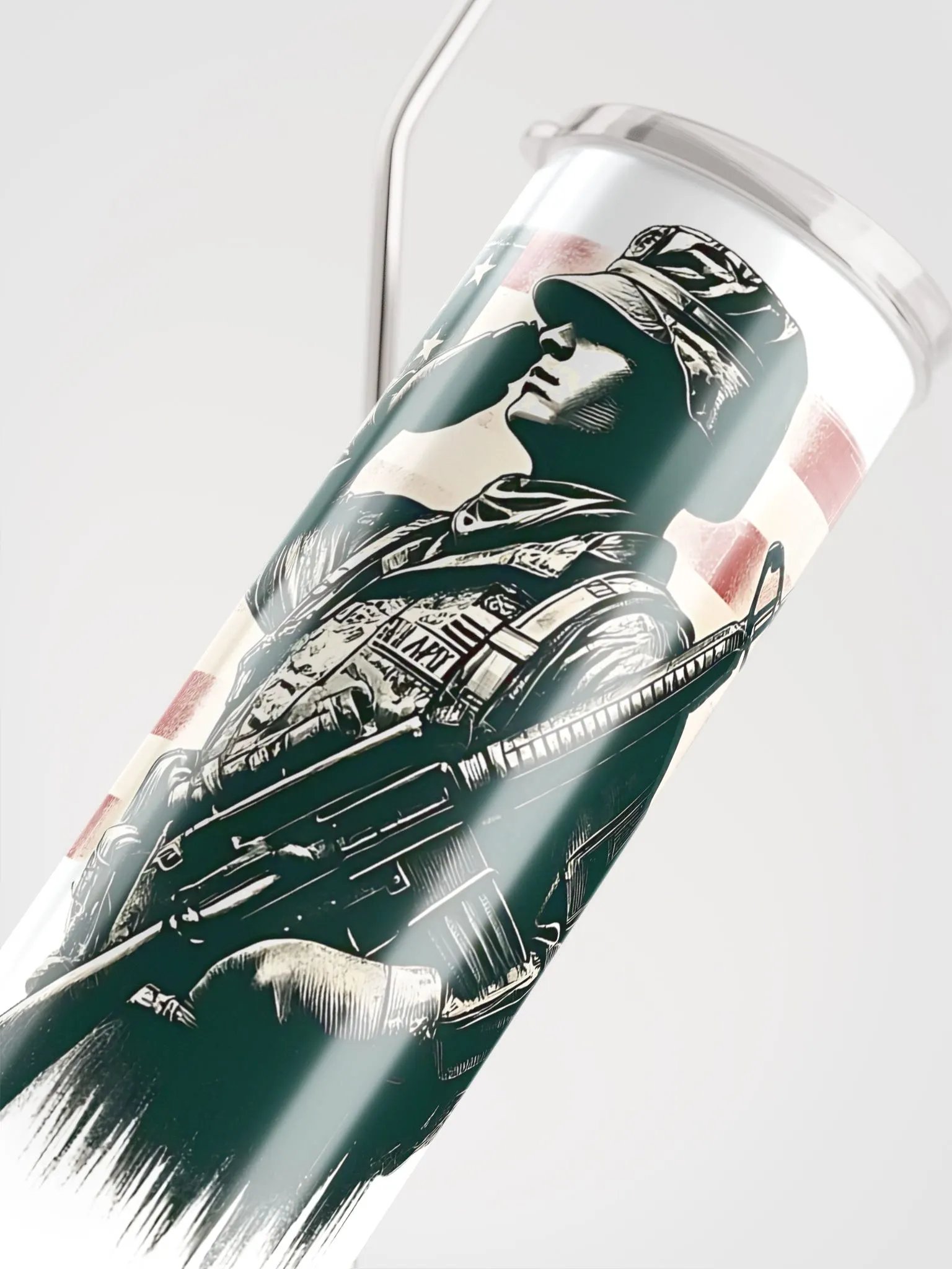 Saluting Soldier - Proud USA Patriotic Tribute Vintage Stainless Steel Tumbler product image (4)